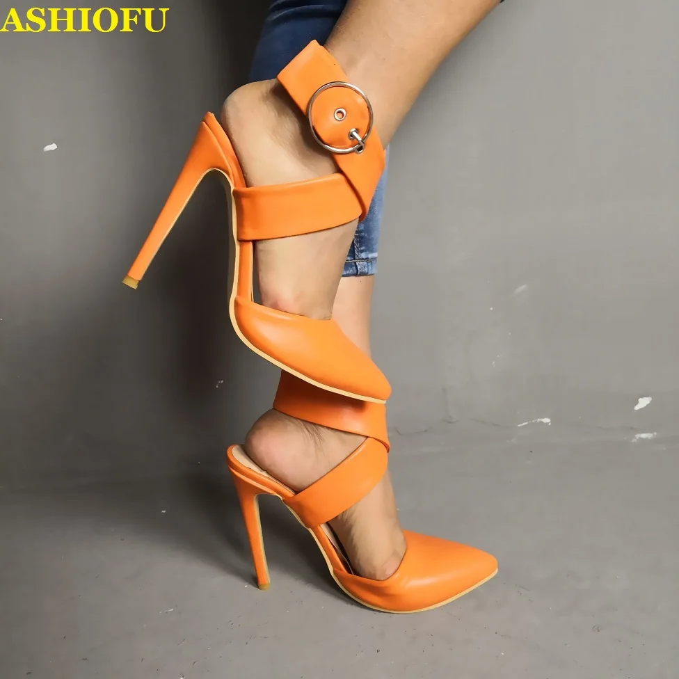 

ASHIOFU Hot Sale Handmade Ladies High Heel Pumps Buckle Strap Sweet Office Party Dress Shoes Real-pics Evening Fashion Shoes