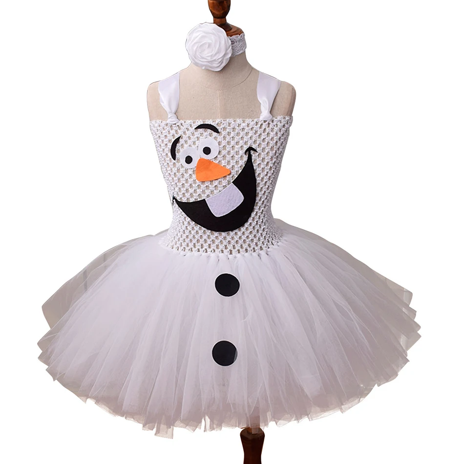 Snowman Olaf Children's Dress Cute Princess Ball Gown Fancy Snow Queen Elsa Christmas Birthday Party Costume For Girls Tutu | Детская
