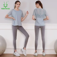 vansydical womens sport suit for running training sexy crop top yoga suits woman gym sets female fitness workout clothing set