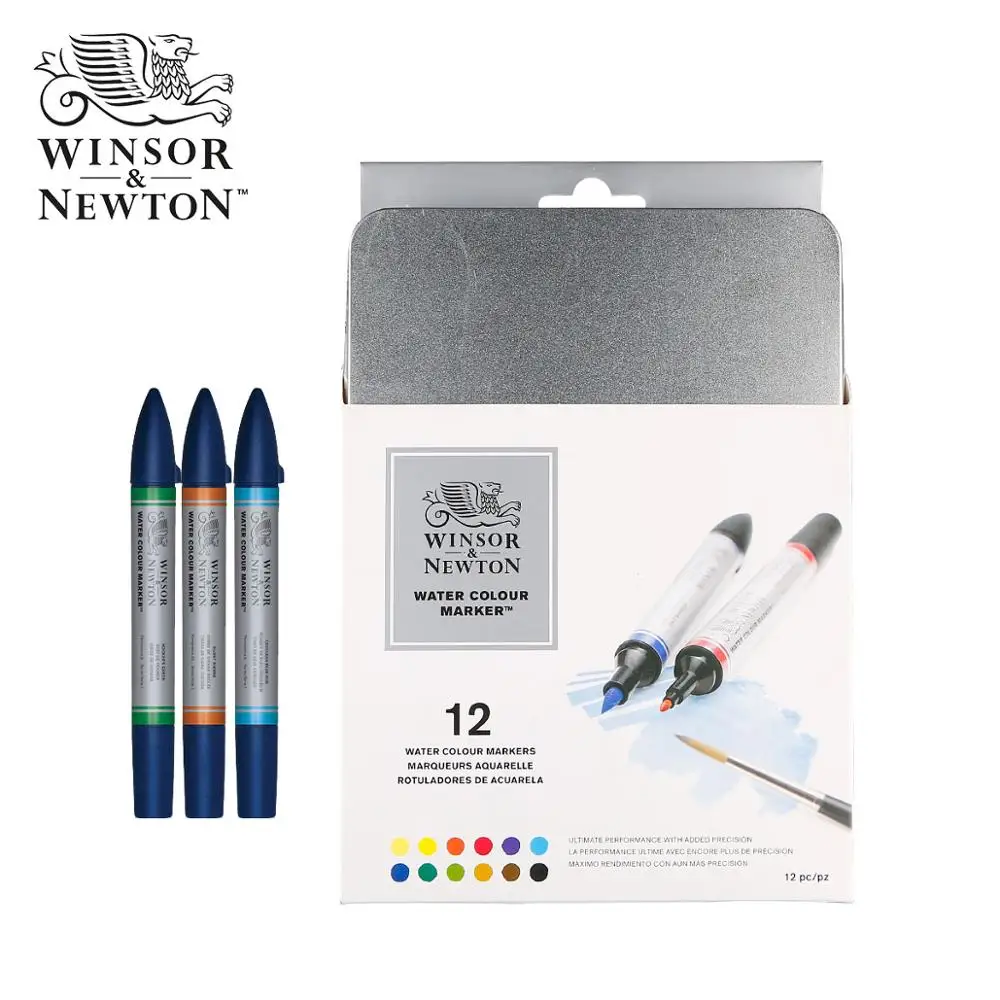 Winsor& Newton акварельный Маркер Набор мягких акварельных кистей Маркеры 6 цветов 12 цветов - Цвет: 12 Colors