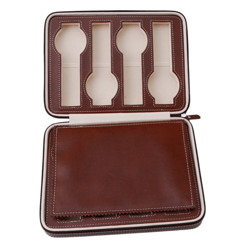 

Zippered PU Leather Watches Box Travel Case - Watch Organizer Collection