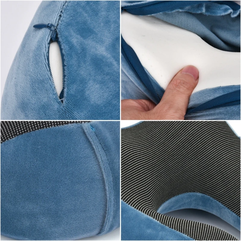 

H7JC Storage Memory Cotton U-shaped Pillow Portable Travel Neck Pillow Office Anti