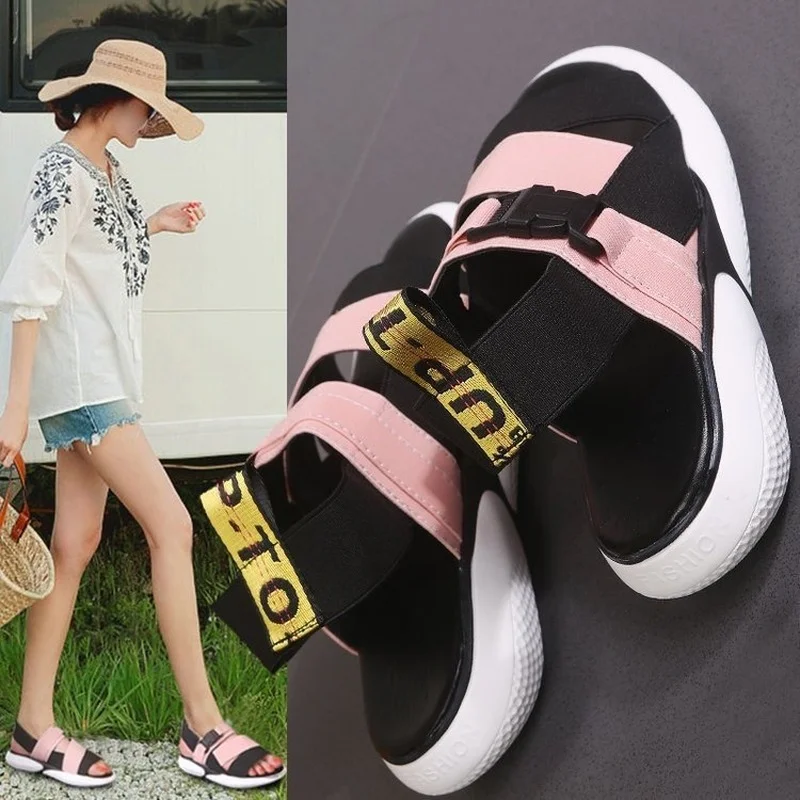 

Large Size Summer New Style Sandals Comfortable Casual Trendy Women's Shoes Flat-bottomed Buckle Student Women's Sandals