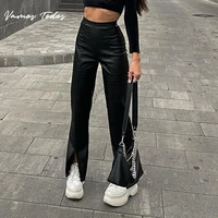 casual leather pants for women skinny harajuku pants woman fashion high waist pants zipper fly pu woman trousers 2021 autumn