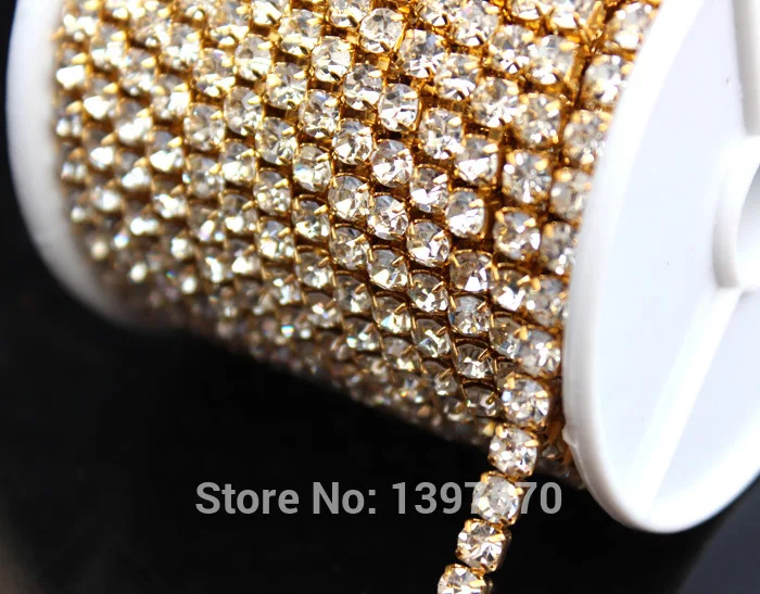 Блестящий горный хрусталь отделка 1 ряд 4 мм Ss18 прозрачное стекло стразы цепочка 10