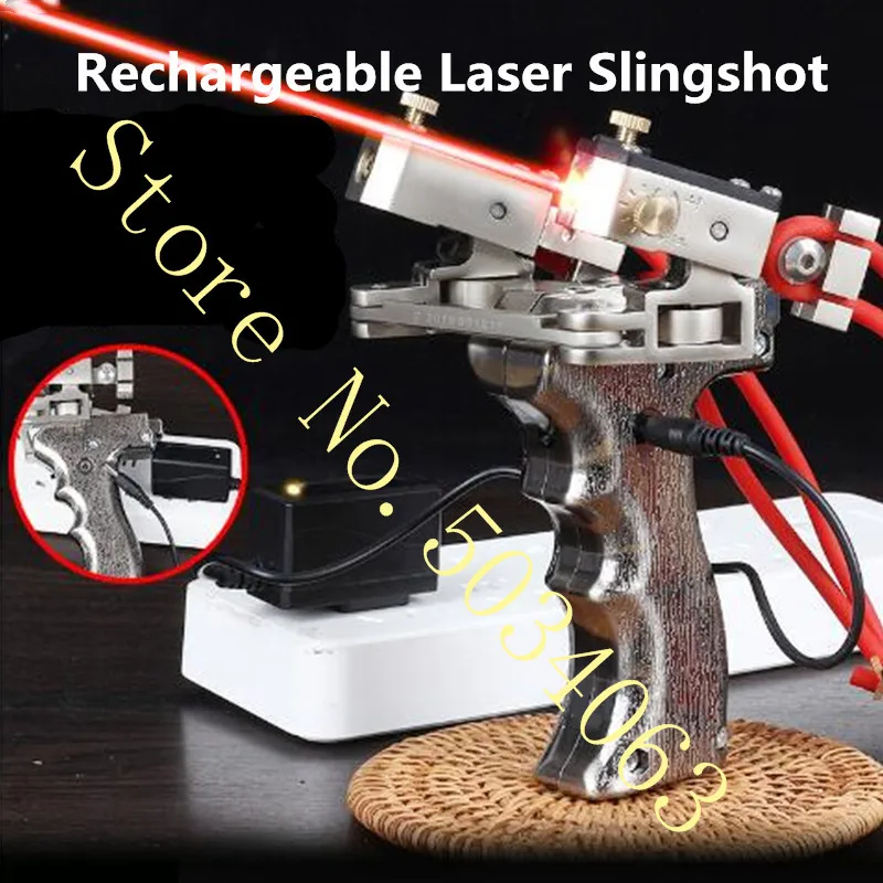 Powerful outdoor shooting dual laser sight slingshot red laser with rubber band hunting shooting tool 2020 new