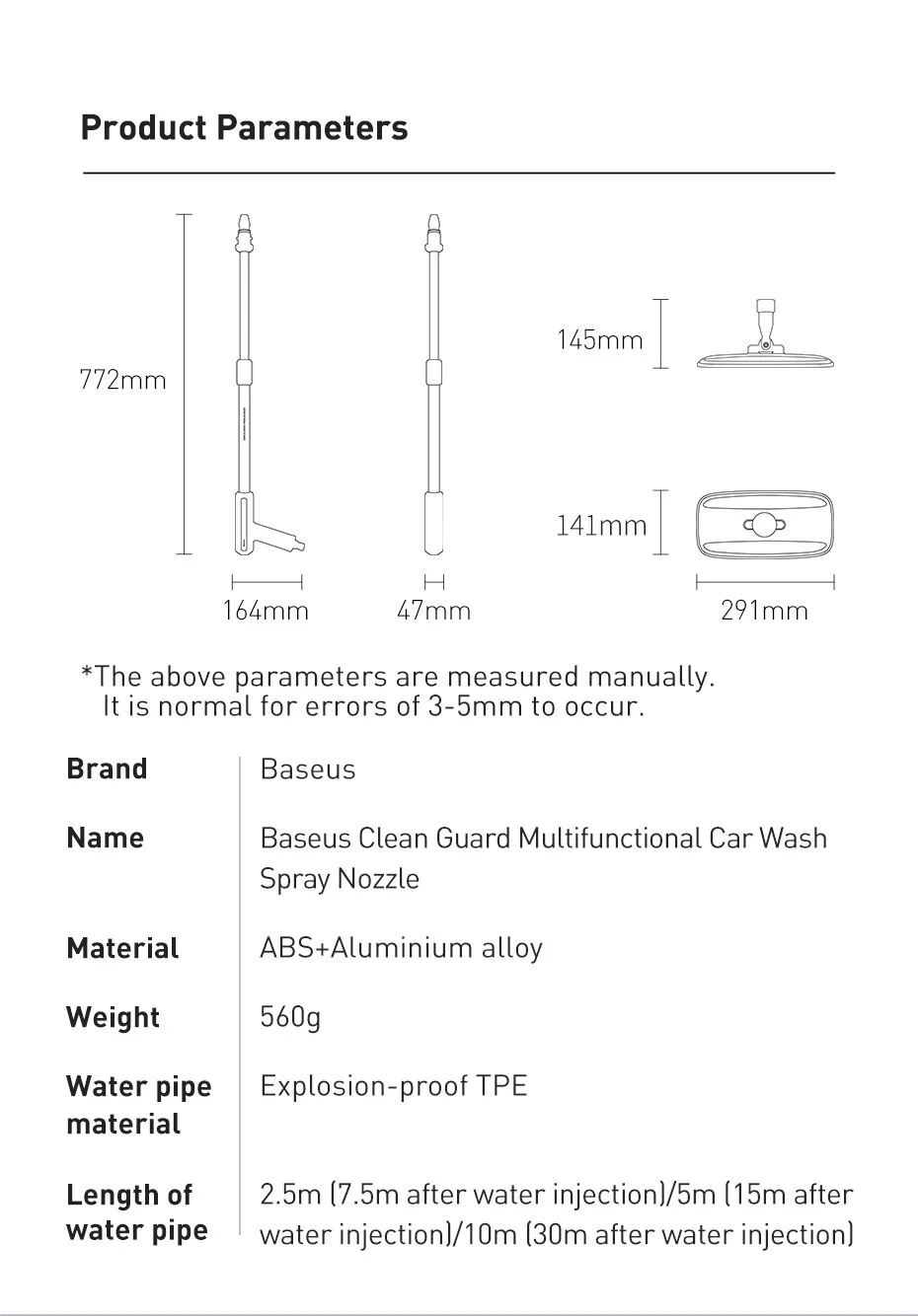 chube Vòi xịt tăng áp rửa xe và chổi lau xe hơi Baseus Clean Guard