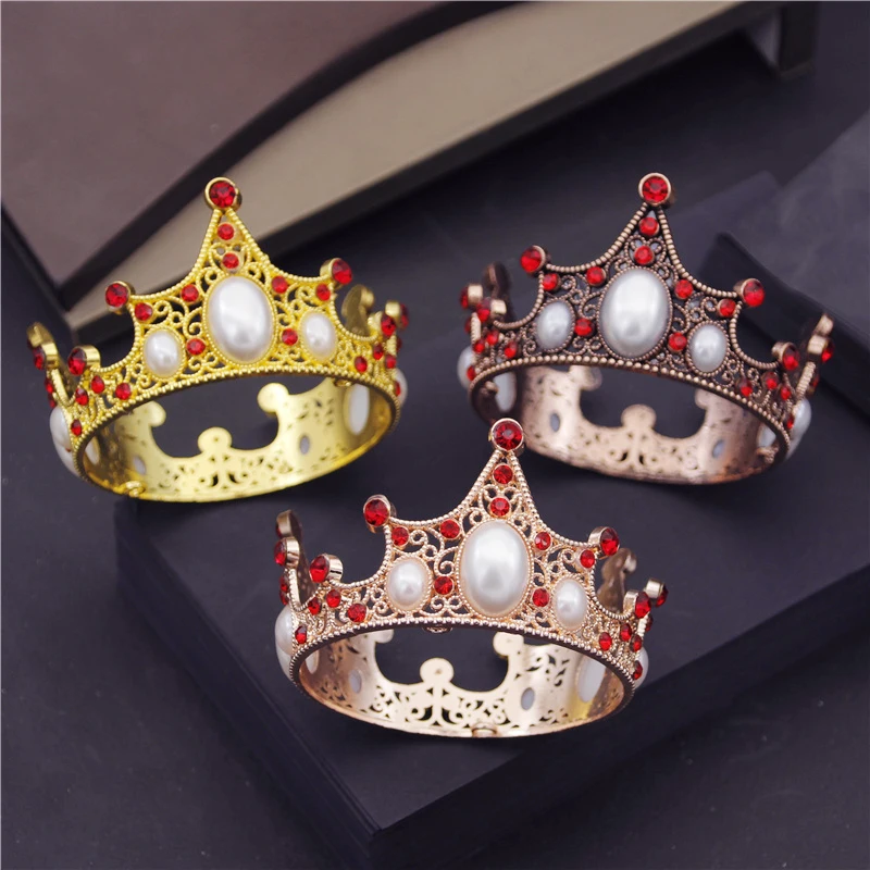 Тиары с жемчугом для вечерние маленькая корона на день рождения украшение