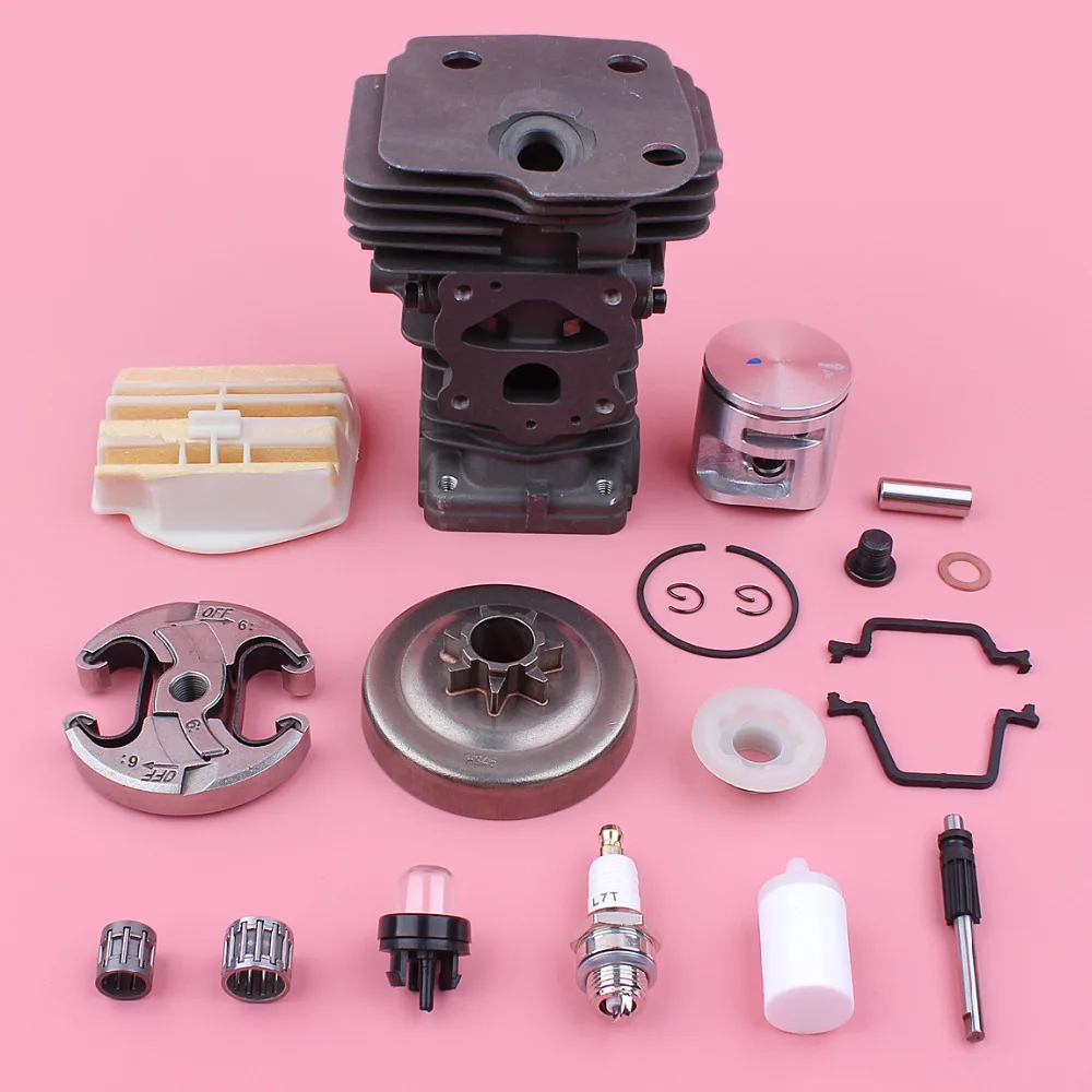 44mm Cylinder Piston Kit For Husqvarna 445 450 .325 7 Tooth Clutch Drum Air Fuel Filter Oil Pump Chainsaw Replace Spare Part