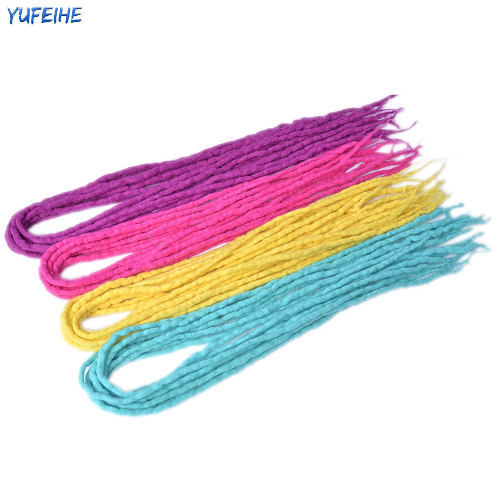 

Wool Felt Dreadlocks Colored Straight Synthetic Crochet Hair Handmade Braiding Hair 20inch For Afro Women Men Hip Hop Boy Style