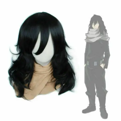 

Anime My Hero Academia Akademia Shouta Aizawa Eraser Black Wavy Wig Man Women Heat Resistant Cosplay Costume Wig Cosplay
