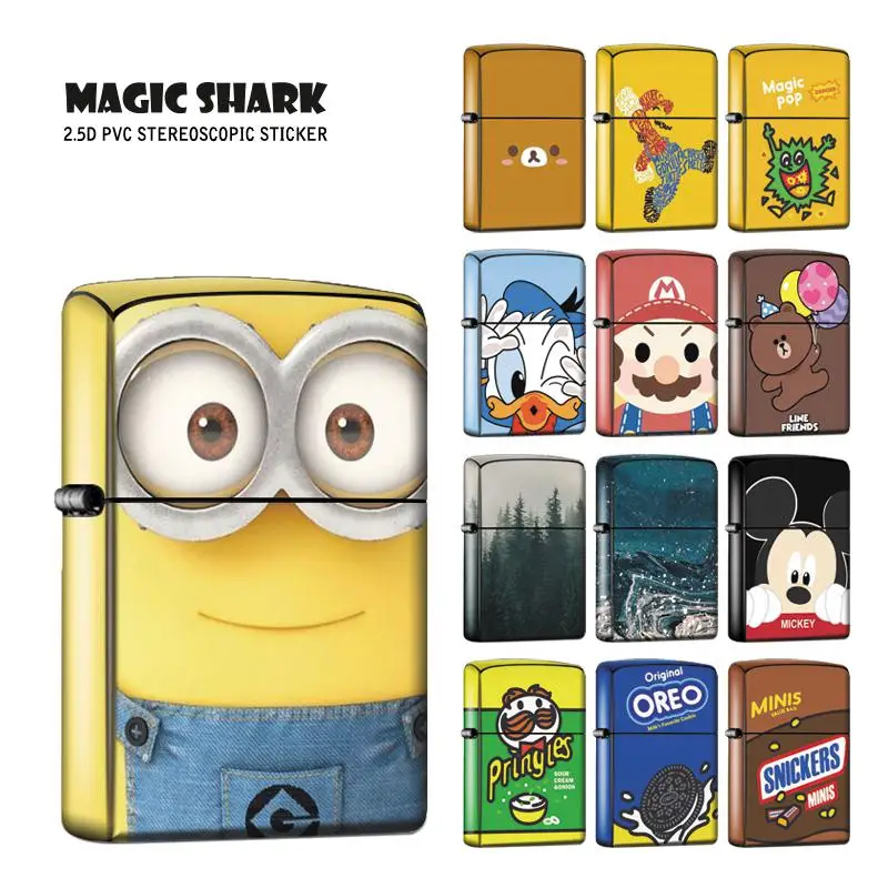 Чехол наклейка Magic Shark 2.5D для Zippo с изображением мультяшного медведя миньонов