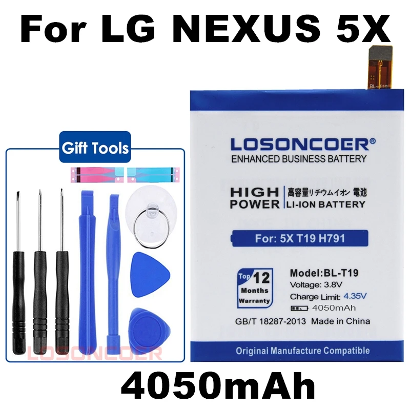 LOSONCOER 4050 мАч BL-T19 батарея BL T19 батарея для оригинального LG Nexus 5X батарея H790 H791 H798 BLT19 Бесплатные инструменты