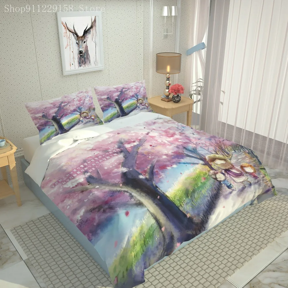 Фиолетовый пододеяльник набор Постельное белье фиолетового дерева в виде