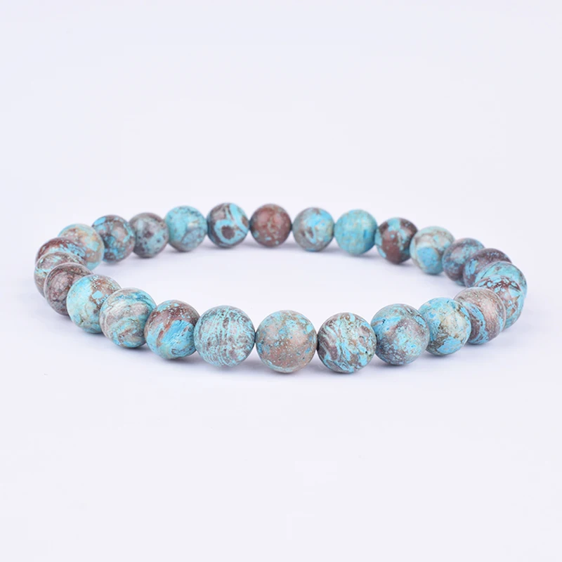 

Men Bracelet Natural Healing Energy Blue Pattern Stone Bracelet Autumn Stone Bead Bangle Nature Turquoises Pulsera Women Jewelry
