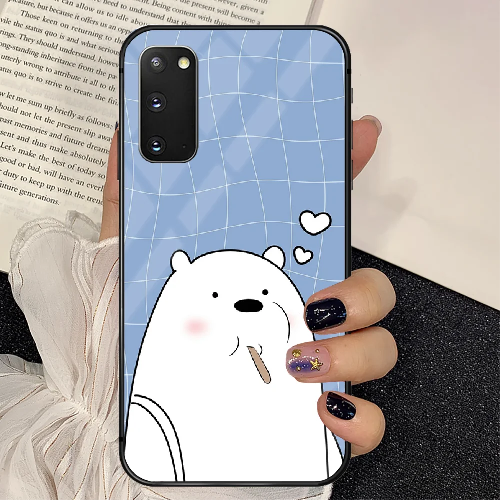 

Cute Bare Cartoon Bear Phone Tempered Glass Case Cover for Samsung Galaxy A M 12 20 21 30 31 40 50 51 52 70 71 72 E S Shell