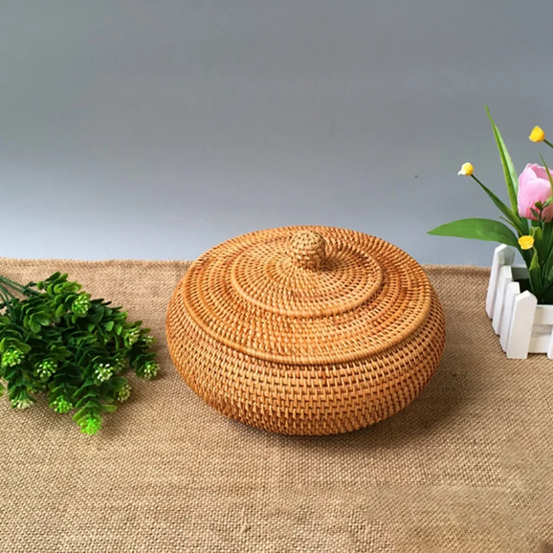 

2 Pcs Rattan Fruit Basket Creative Snacks Candy Storage Basket, A & B