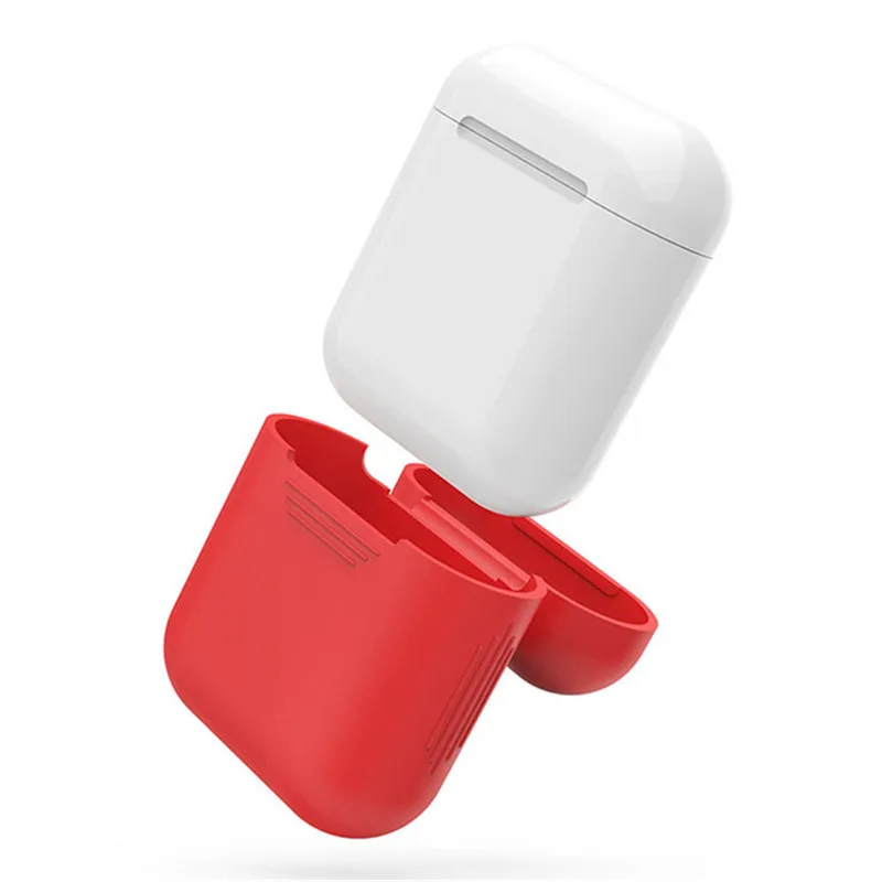 Красный Мягкий Силиконовый противоударный защитный чехол для Apple AirPods наушники