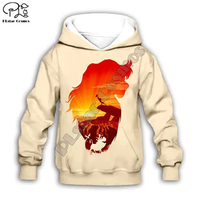Beige Simba толстовка с капюшоном и 3D-принтом «Король Лев» для маленьких детей, толстовки на молнии стильная толстовка с длинными рукавами и рисунком для мальчиков и девочек-20 - Цвет: Beige