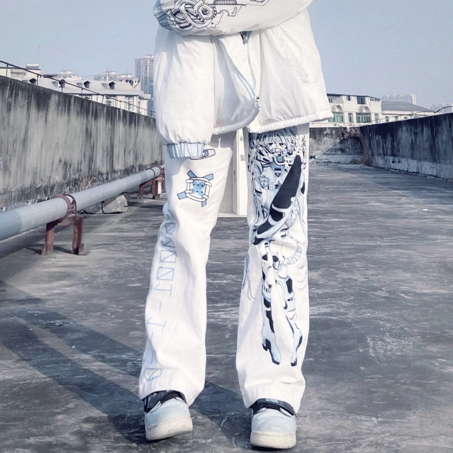 

Wide Leg Pants Women's Autumn And Winter Thin High Waist Draped Printed Pants Harajuku Cyberpunk Y2k Straight Pants Floor Mop