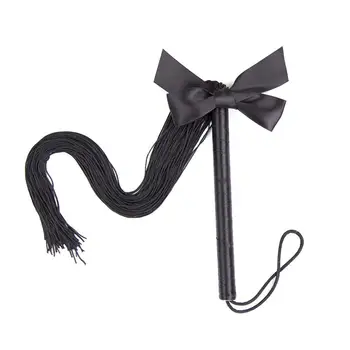 New Black Silk Bow String Small Whip Sex Toys Soft Leather Passion Spanking Paddle Leather Whip Slave Restraints Bondage Flogger 1