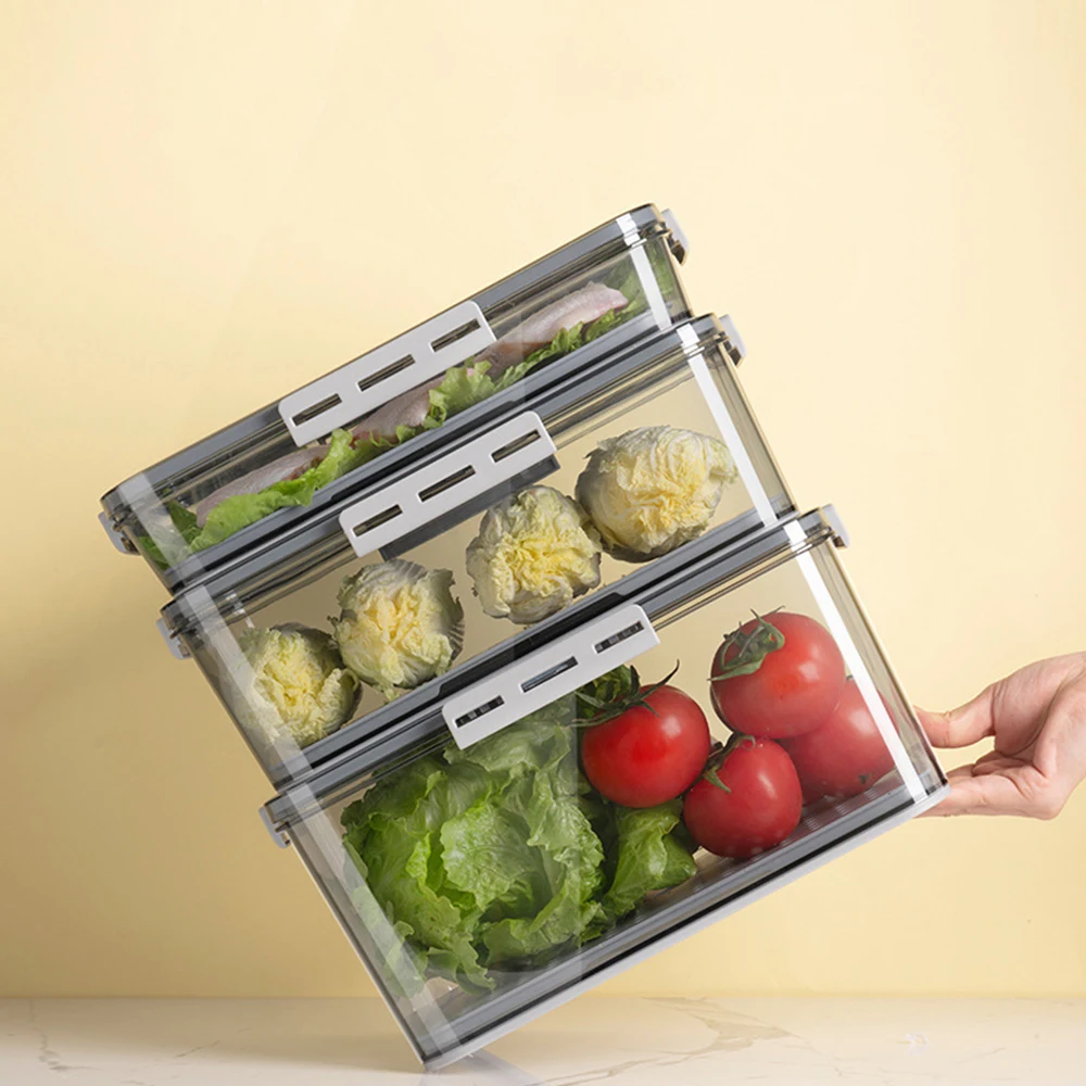 

Kitchen storage box with timing function Food storage box with lid and leak-proof independent food sealed box with freezer