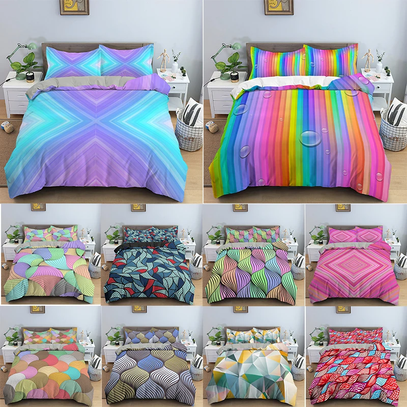 

3D Geometry Pattern Bedding Sets Dazzle Duvet Cover Comforter Cover Pillowcase Set Twin/King/Queen Size Bedclothes for Kids