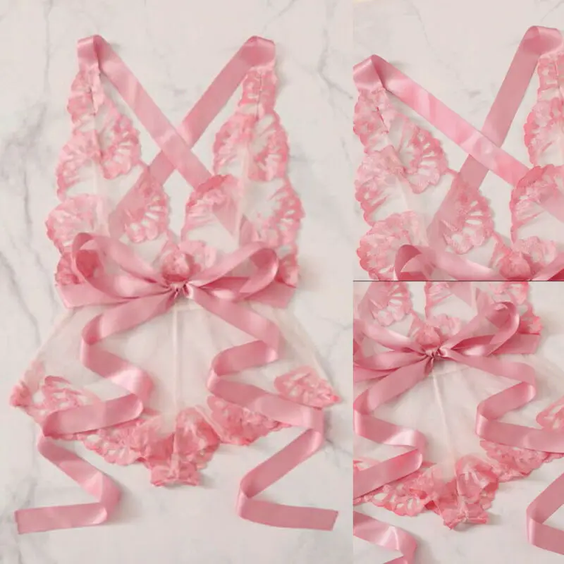 Розовый комплект нижнего белья женские кружевные комплекты с вышивкой без