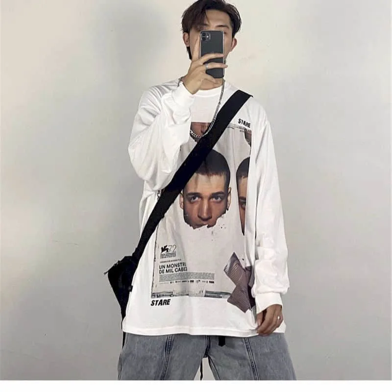 

Футболка в стиле хип-хоп для мужчин и женщин, свободный уличный Топ оверсайз в стиле Харадзюку, с длинным рукавом, красивая трендовая верхня...