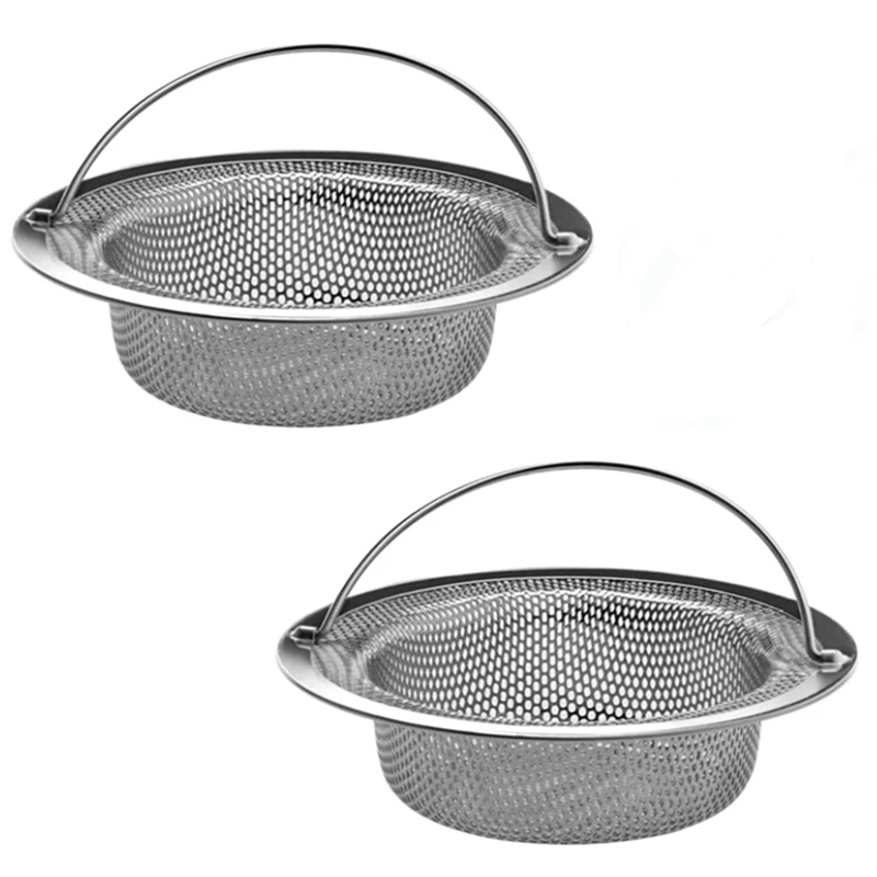 

Kitchen Sink Stainless Steel Basket Filter with 2 Handles, Anti-Clogging Stainless Steel Drain Filter, Rust-Free(2 PCS)