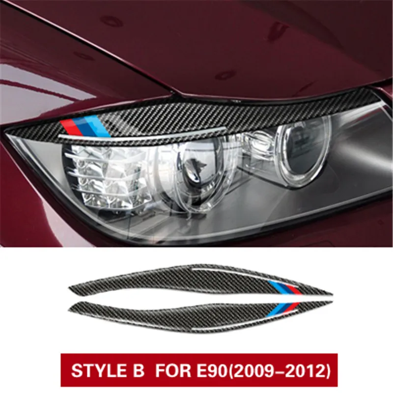 

Carbon Fiber Headlights Eyebrows Eyelids Car Stickers For BMW E90 3 series 2005-2012 Front Headlamp Eyebrows Accessories