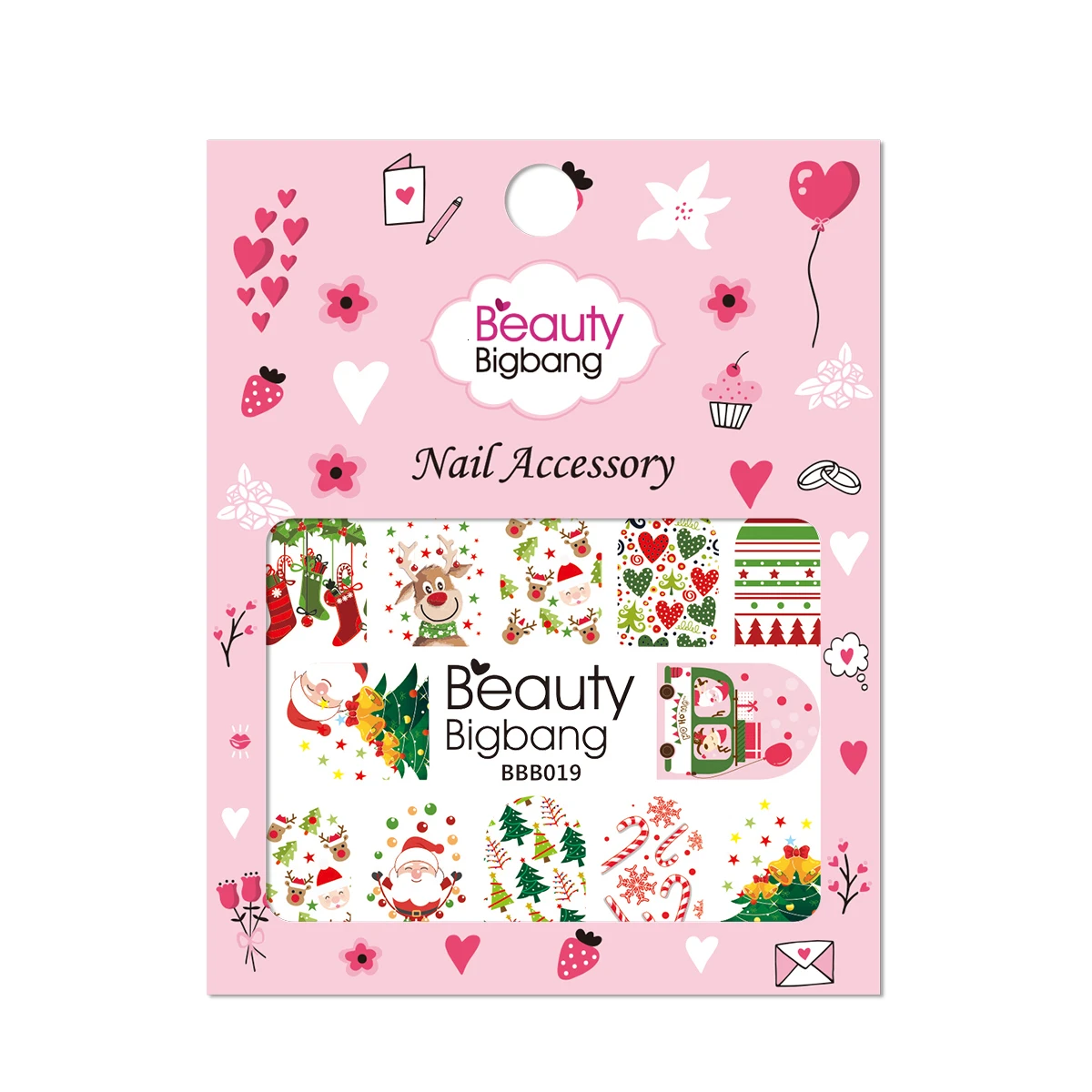 

1Sheet BEAUTYBIGBANG Christmas Snowflake Santa Claus Full Wraps DIY Nail Art Sticker Water Transfer Manicure Stickers