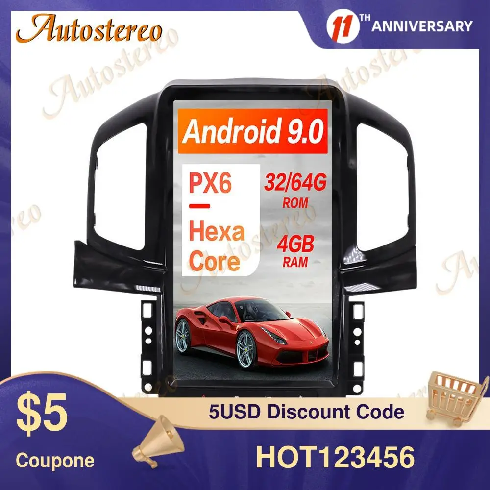 6 ядерный Автомобильный GPS навигатор в стиле Tesla Android 9 0 для Chevrolet Captiva 2012 2017 стерео