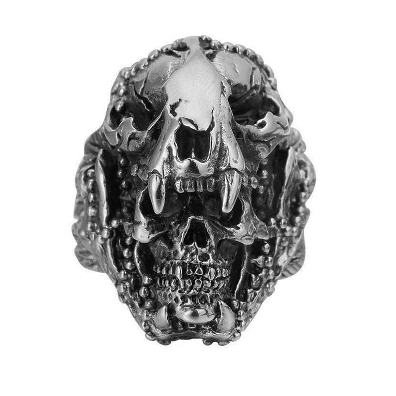 Мужское Винтажное кольцо из нержавеющей стали в стиле индейский ягуар воин Череп