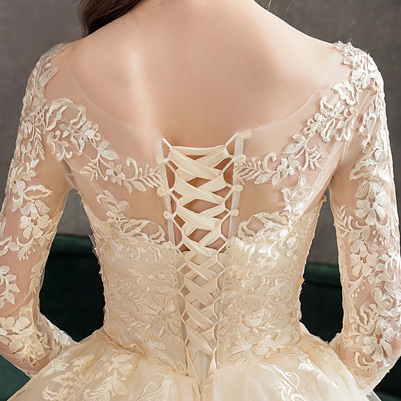Женское кружевное свадебное платье белое/цвета слоновой кости цвета шампанского