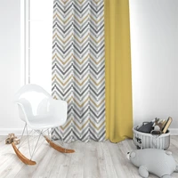 fashion nordic geometric yellow wave stitching pattern curtain bedroom shading curtain customize living room 2 7m high curtain