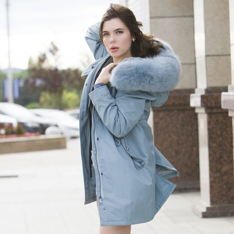 Парка с натуральным мехом женская зимняя куртка пальто из натурального большого
