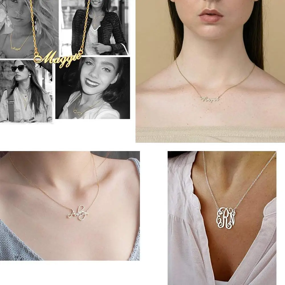 Ожерелье чокер из серебра 925 пробы с кулоном в виде имени|Ожерелья подвеской| |