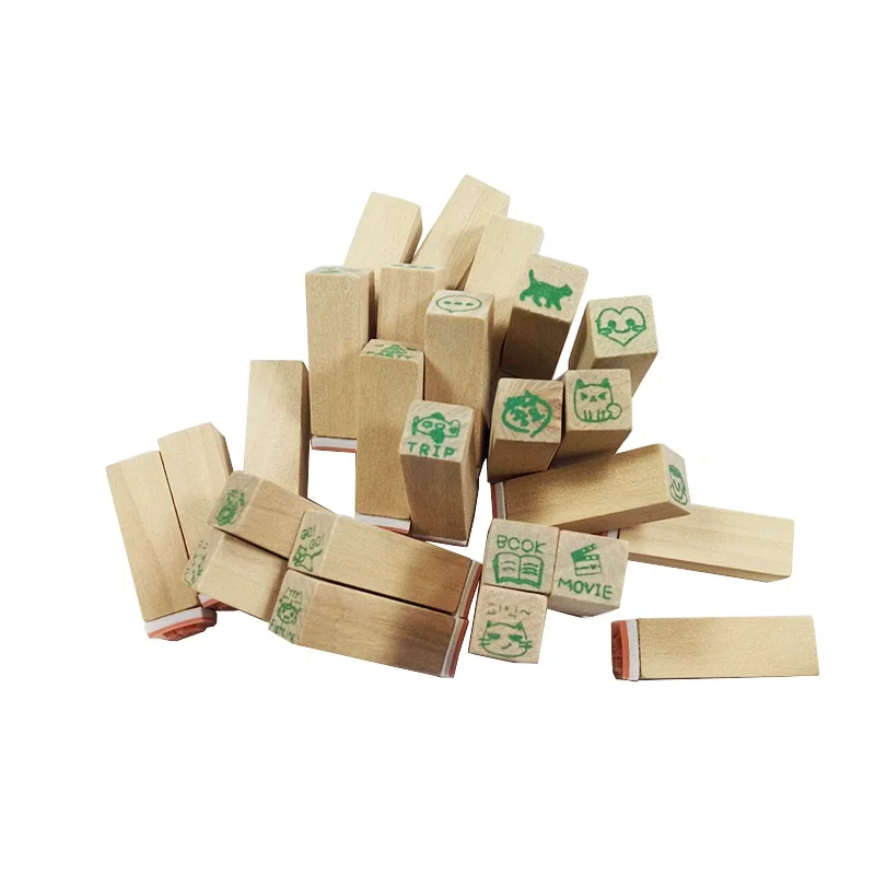 25 шт./компл. деревянная коробка милый дневник шаблон штамп резиновый DIY письмо