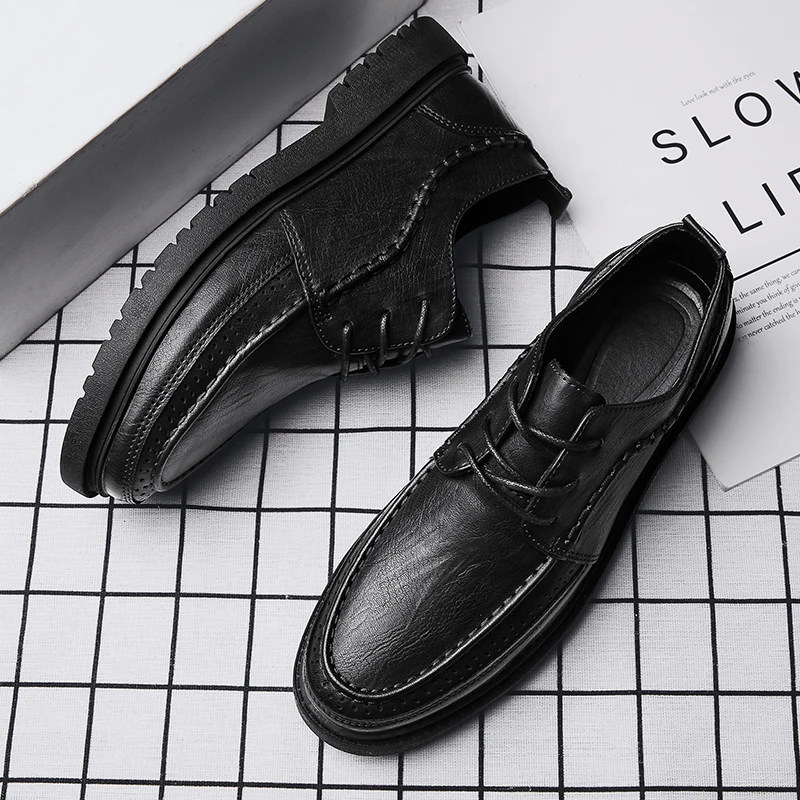 

Men's Outdoor Casual Shoes Korean Low-top Leather Handmade Round-toe Shoes Oxfords New Fashion Casual Shoes Business Shoes *