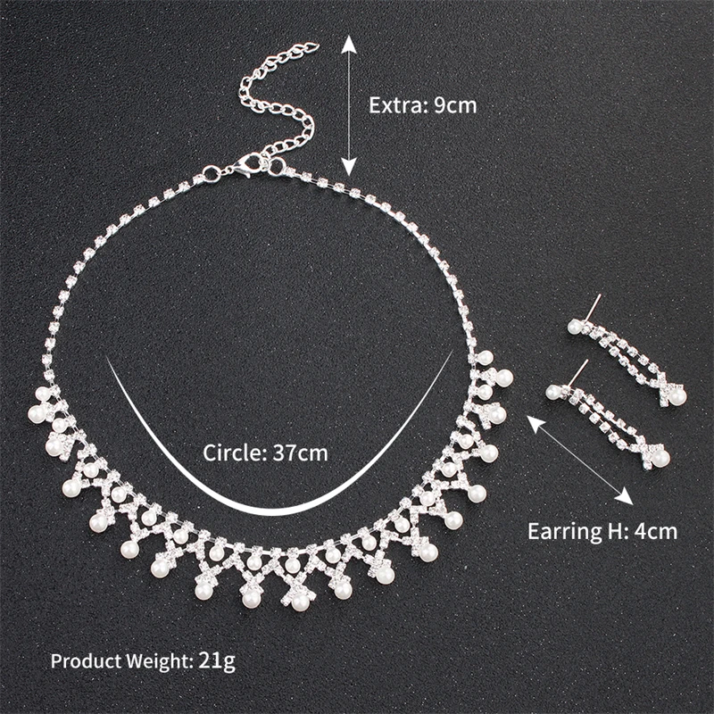 Efily серебряный цвет стразы жемчужные свадебные ювелирные наборы для женщин