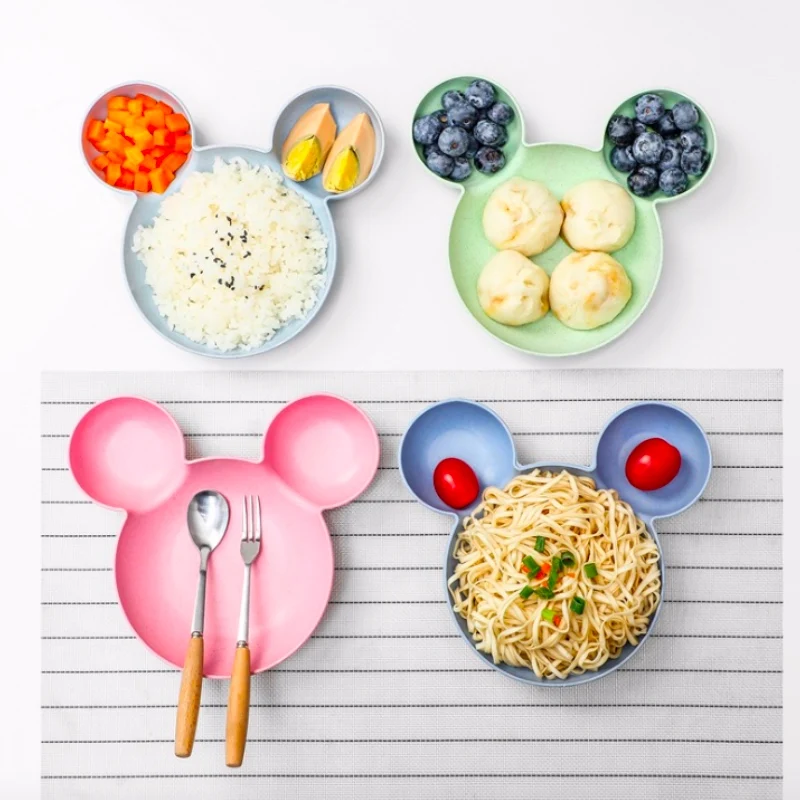 Мультяшная чаша из пшеничной соломы Детская столовая посуда в комплекте