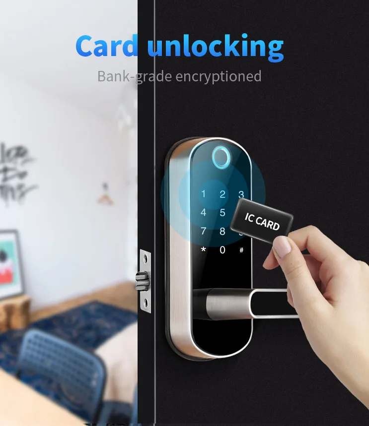 TTlock APP Biometric fingerprint lock Bluetooth Digital Smart door lock Keyless Electronic Handle Lock Mechanical key Wifi Alexa