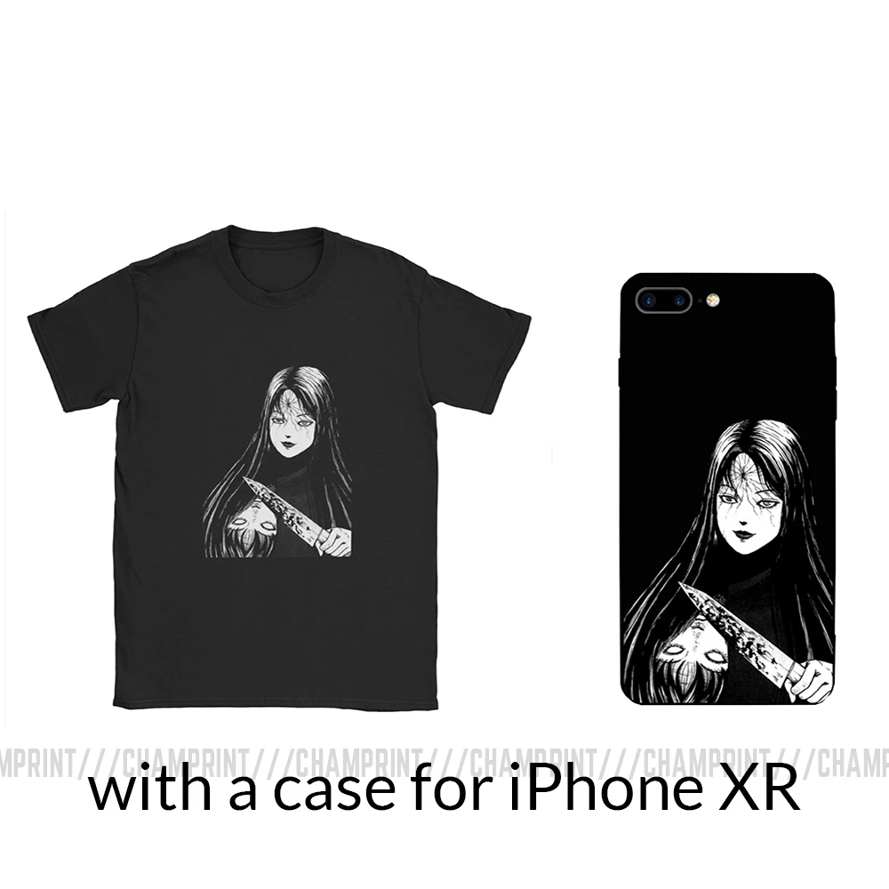 Мужская футболка Junji Ito, футболки Tomie Japanese Kago Manga Horror, Харадзюку, хлопок, аниме, топы с коротким рукавом, футболки с принтом - Цвет: with XR case