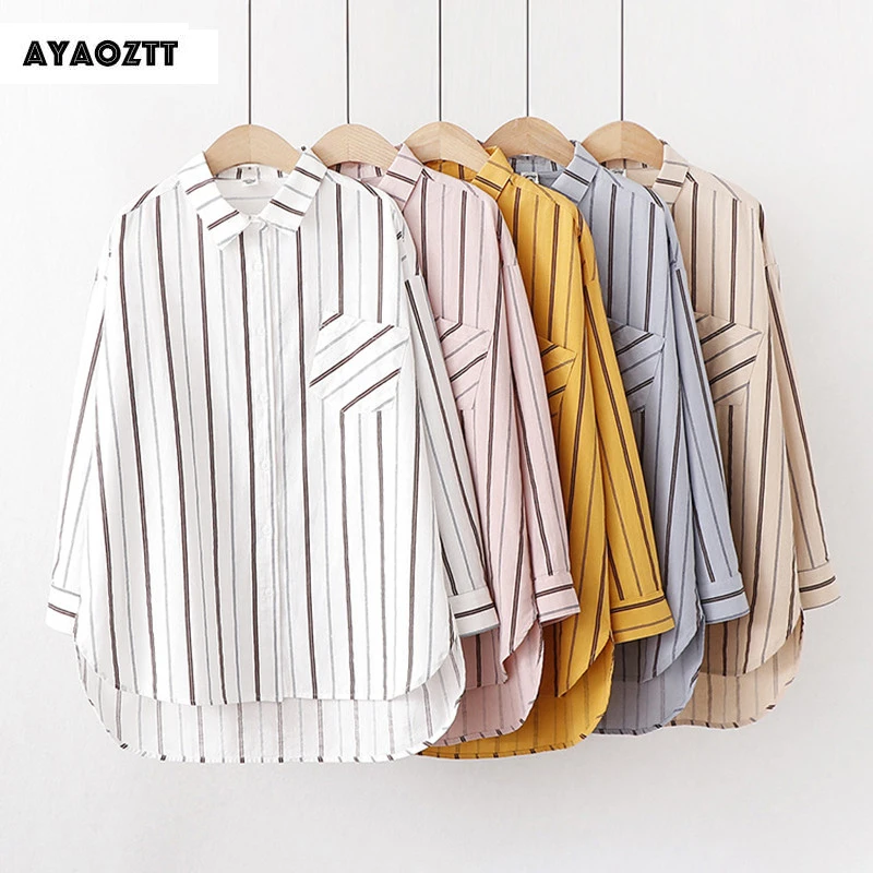 Женская белая блузка в полоску с длинным рукавом повседневные хлопковые топы высокого качества осень