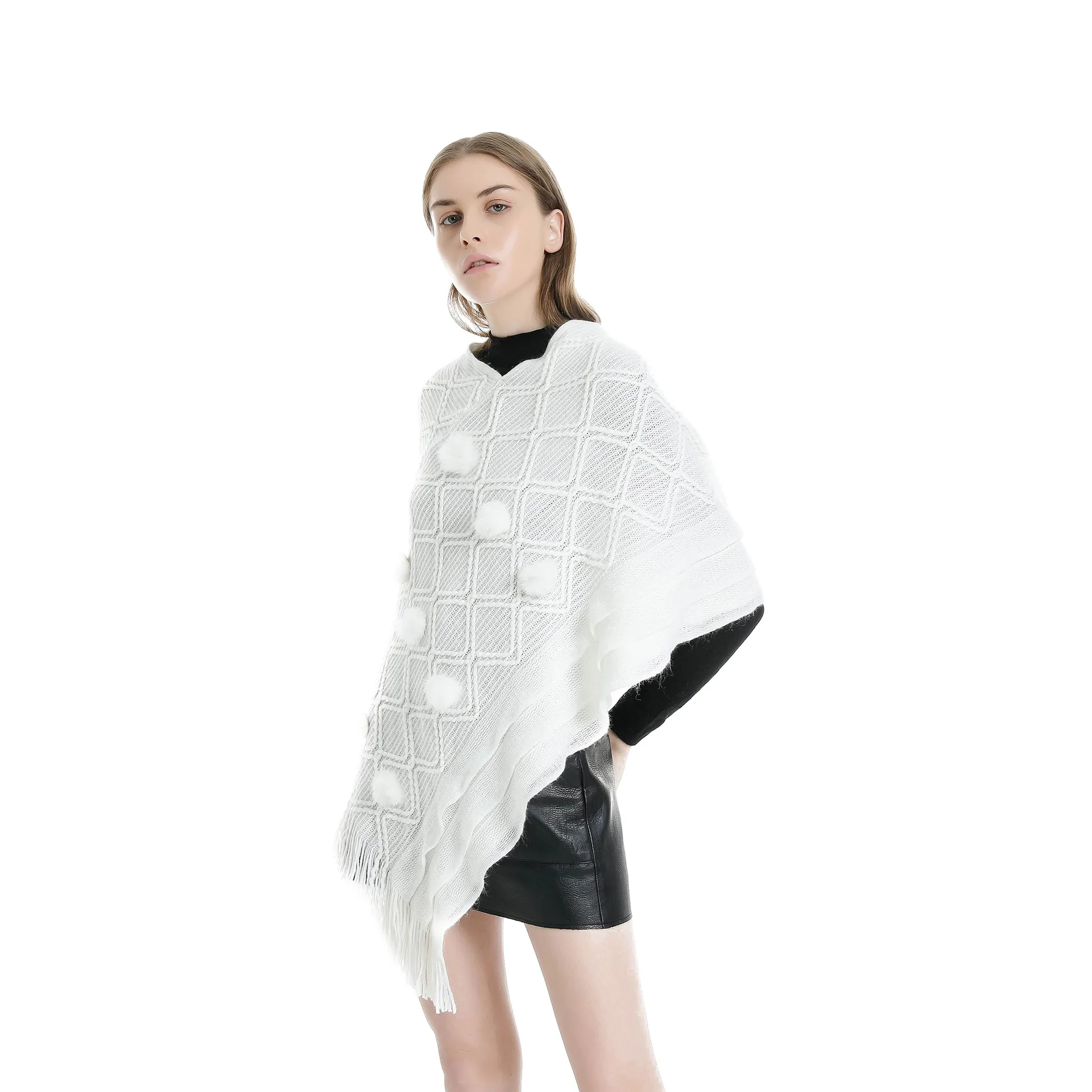 2019 зима осень женская кисточка мех пончо накидка кардиган обертывание шаль