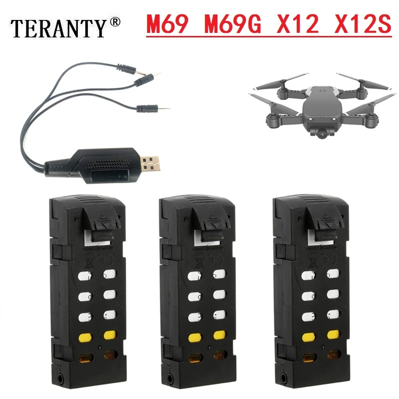 Аккумулятор LIPO для дрона M69/M69G/X12/X12S 3 7 в 1000 мАч|Аккумуляторы дронов| |