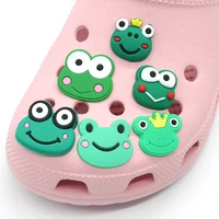 1pc cute cartoon frog pvc shoe charms buckles accessories sandals clogs garden shoe decoration fit jibz croc kids party gifts