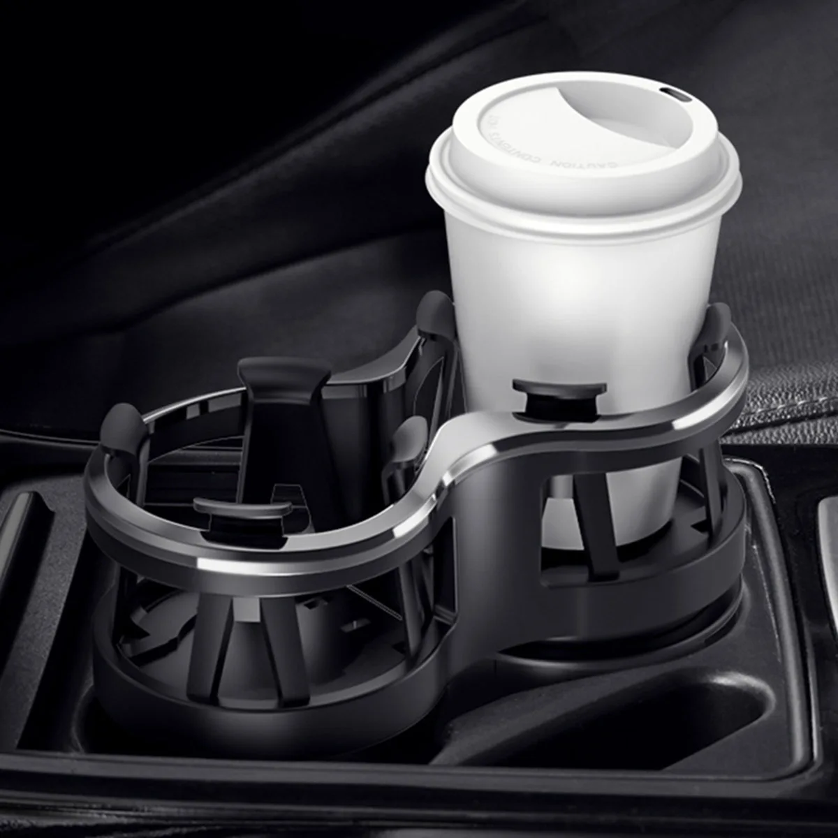 

Car Cup Holder Expander with Adjustable Base to Hold Two Cups Mounts Holder Interior Accessories