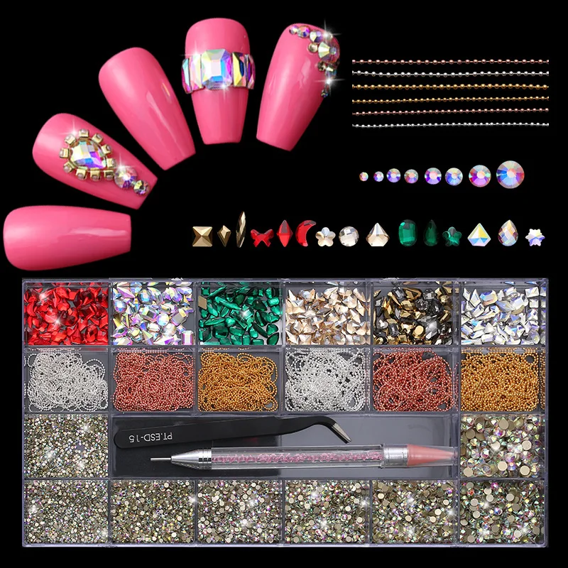 

Кристаллы AB 3D Swarovsky, 12 ячеек, с плоской задней поверхностью, стразы для дизайна ногтей, Необычные кристаллы, камни